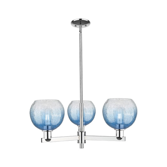 Innovations Brookhaven Globe 30in 3-Light Pendant | Industrial Polished Chrome and Sapphire Blue Glass | Kitchen Island & | Model 716-3CR-PC-G483-8SB