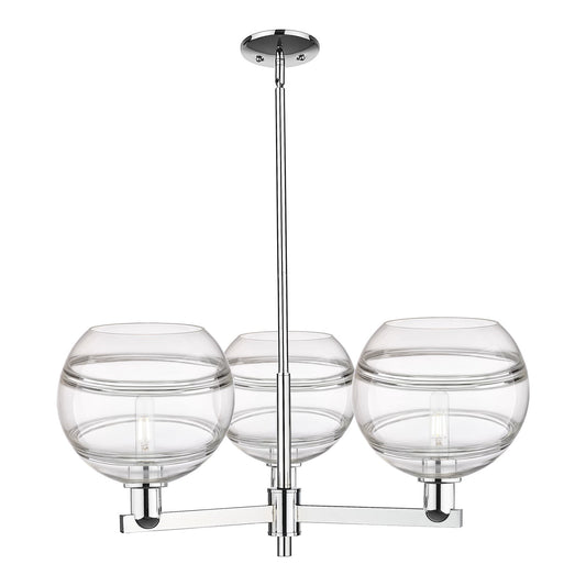 Innovations Rochester 32in 3-Light Pendant | Industrial Polished Chrome and Clear Glass | Kitchen Island & Dining Room | Model 716-3CR-PC-G556-10CL