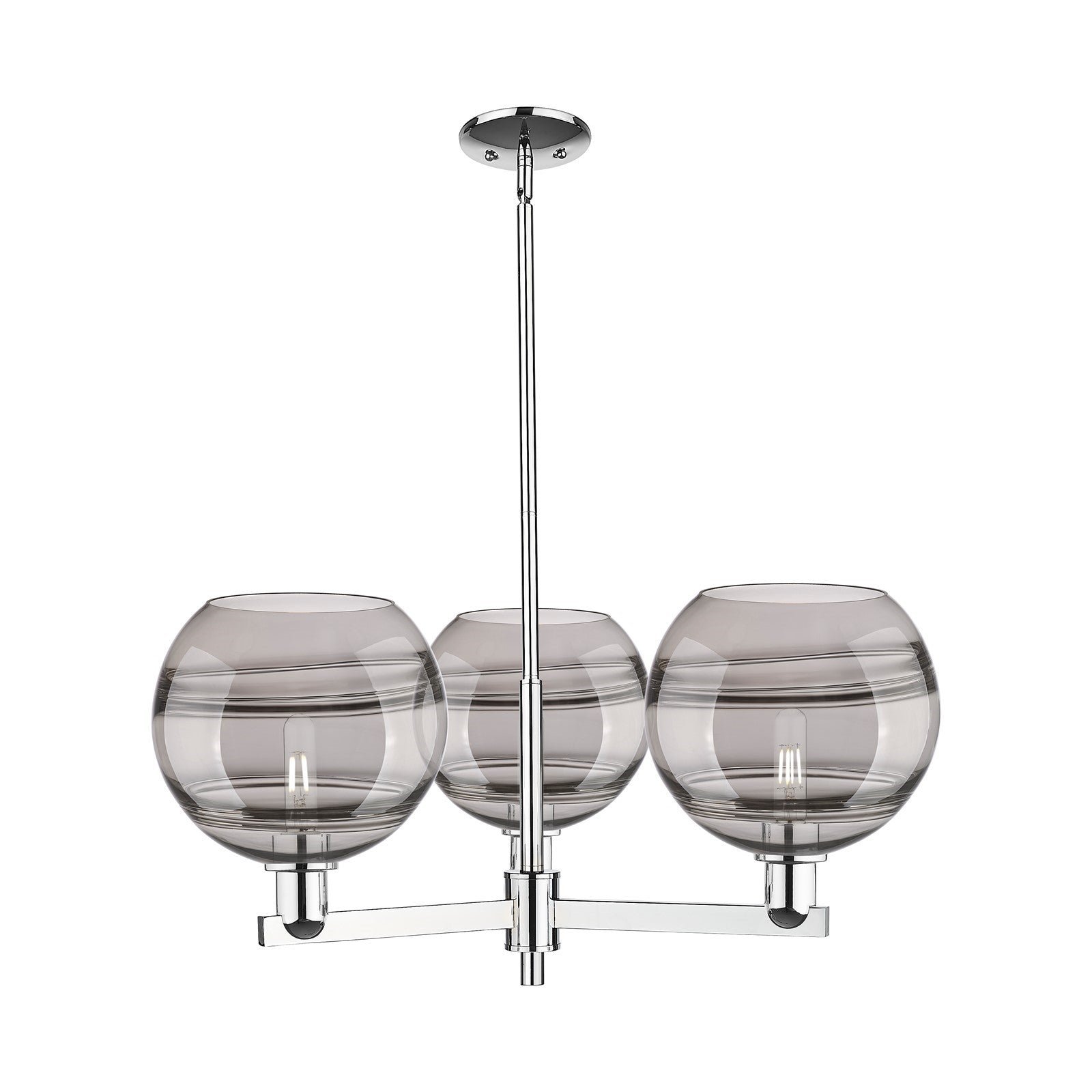 Innovations Rochester 32in 3-Light Pendant | Industrial Polished Chrome and Light Smoke Glass | Kitchen Island & Dining Room | Model 716-3CR-PC-G556-10SM
