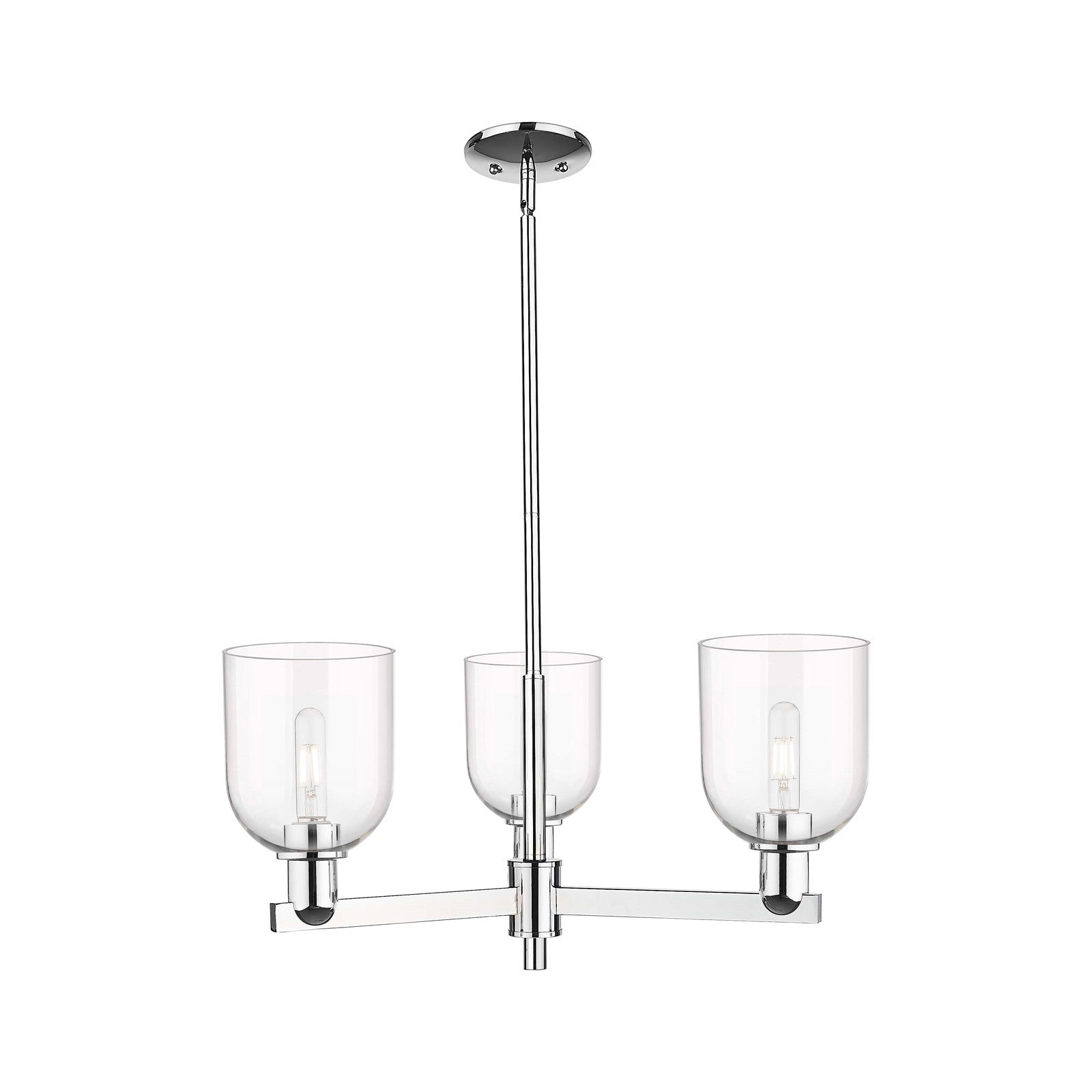 Innovations Bella 27in 3-Light Pendant | Industrial Polished Chrome Steel and Clear Glass | Kitchen Island & Dining Room | Model 716-3CR-PC-G558-6CL