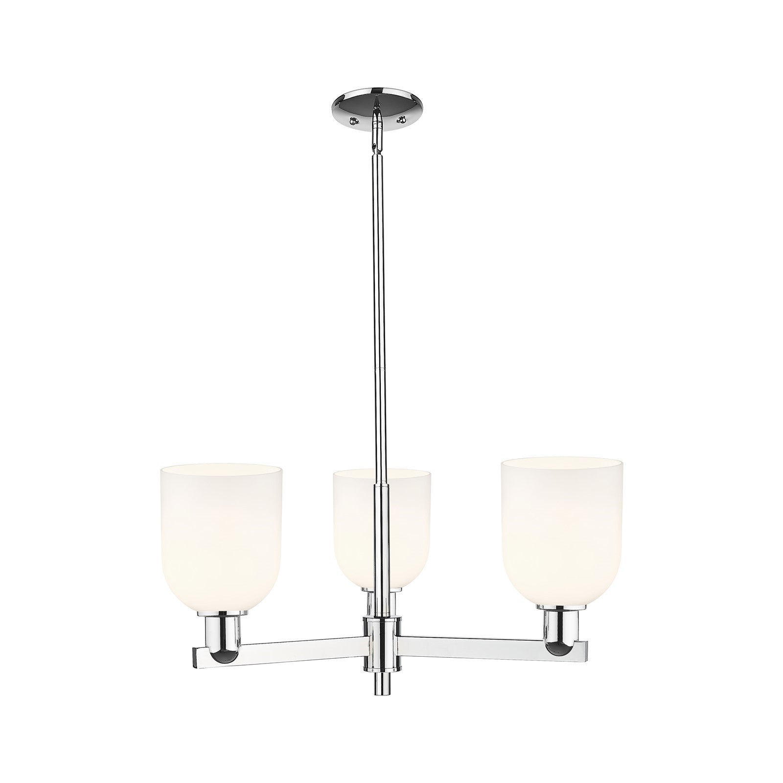 Innovations Bella 27in 3-Light Pendant | Industrial Polished Chrome and White Glass | Kitchen Island & Dining Room | Damp | Model 716-3CR-PC-G558-6GWH