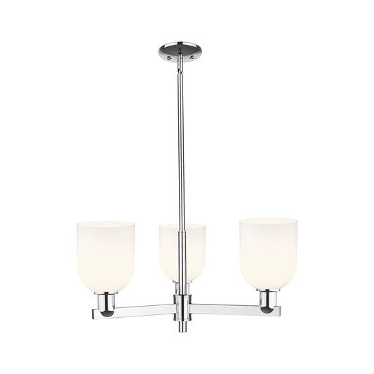 Innovations Bella 27in 3-Light Pendant | Industrial Polished Chrome and White Glass | Kitchen Island & Dining Room | Damp | Model 716-3CR-PC-G558-6GWH