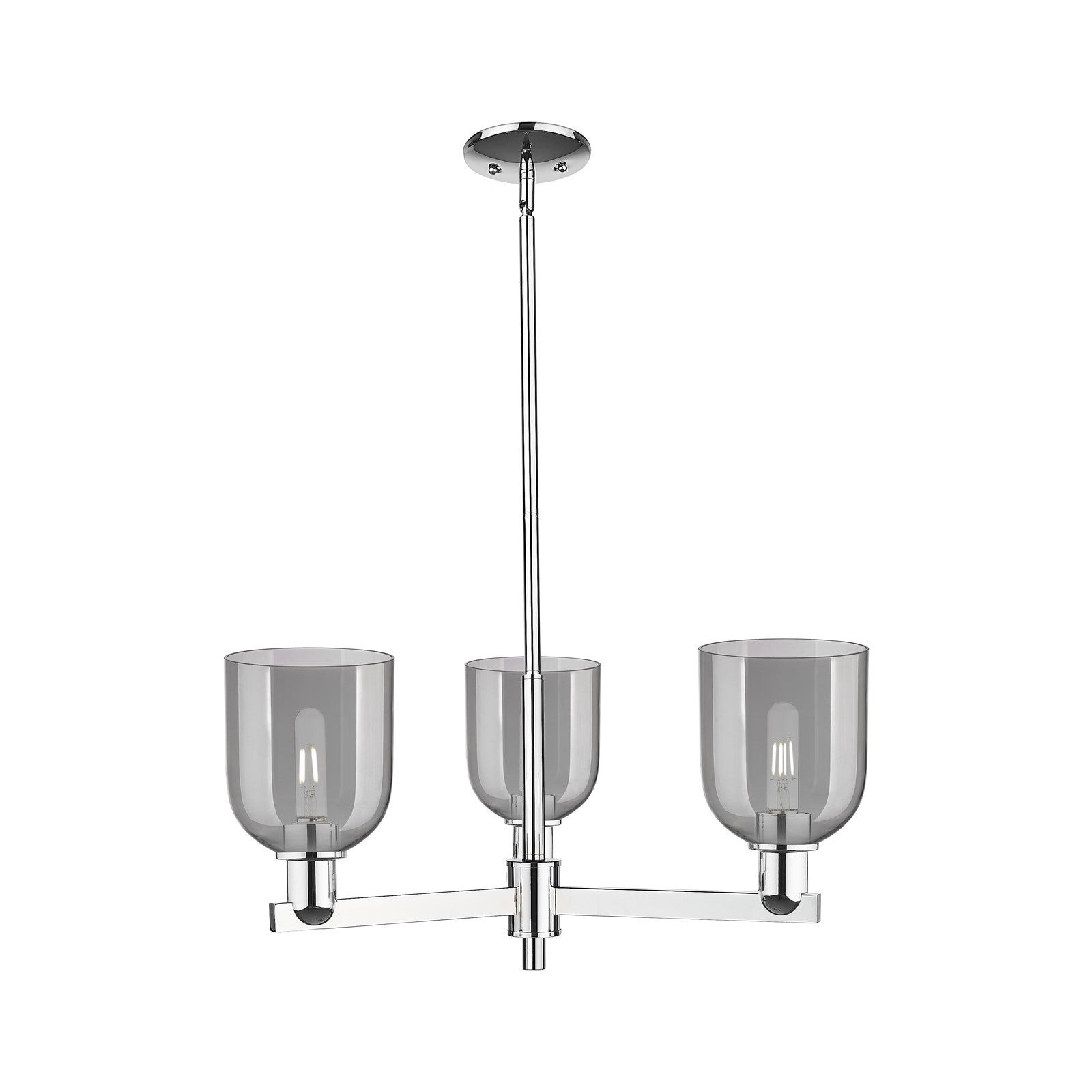 Innovations Bella 27in 3-Light Pendant | Industrial Polished Chrome and Light Smoke Glass | Kitchen Island & Dining Room | Model 716-3CR-PC-G558-6SM