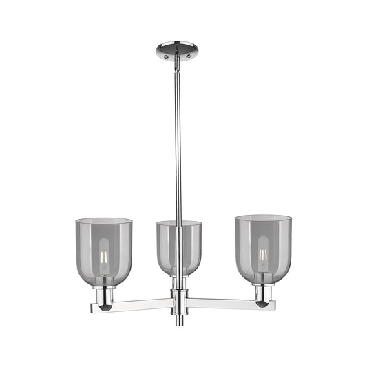 Innovations Bella 27in 3-Light Pendant | Industrial Polished Chrome and Light Smoke Glass | Kitchen Island & Dining Room | Model 716-3CR-PC-G558-6SM