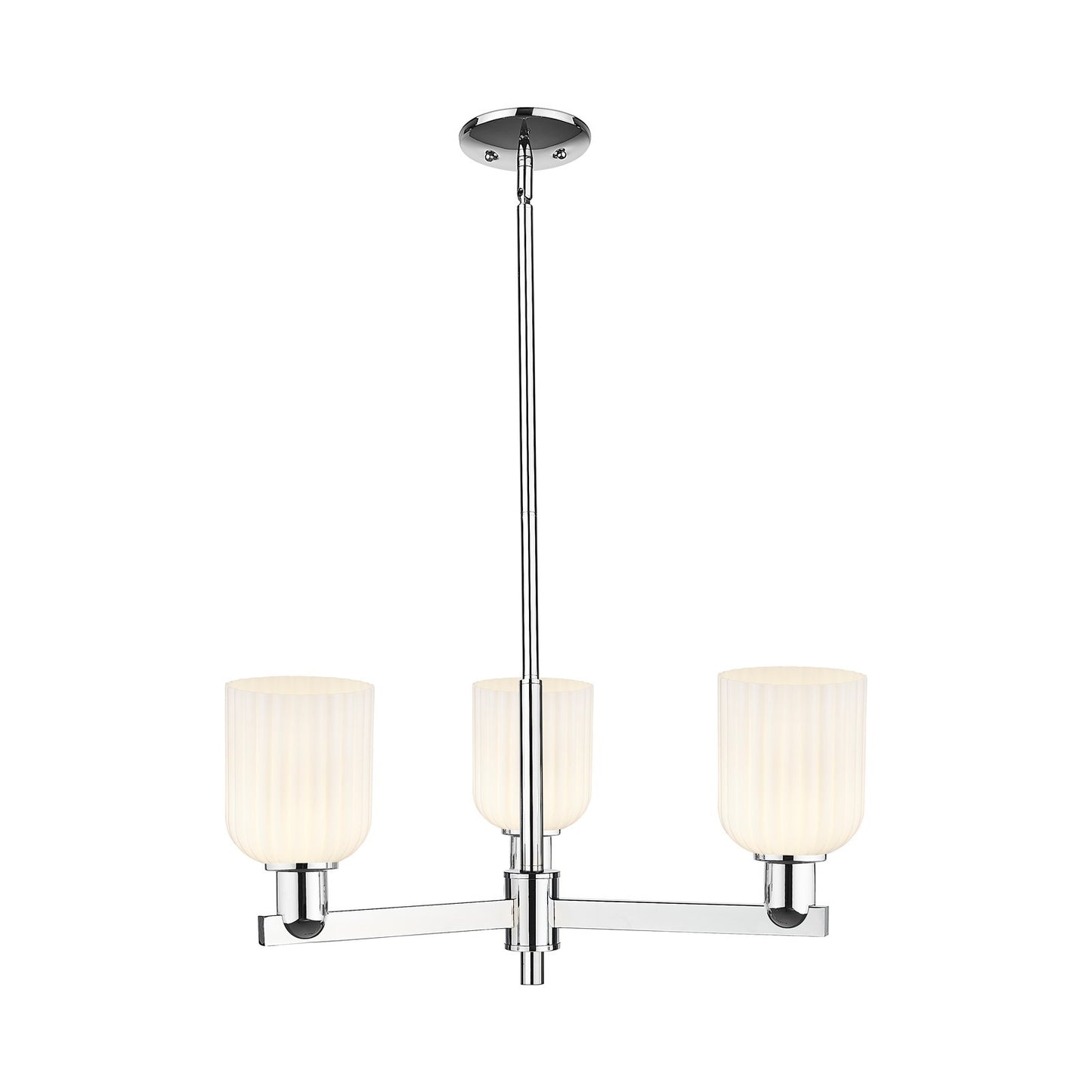 Innovations Bridal Veil 26.75in 3-Light Pendant | Industrial Polished Chrome Steel and Gloss White Ribbed Glass | Kitchen | Model 716-3CR-PC-G559-5GWH