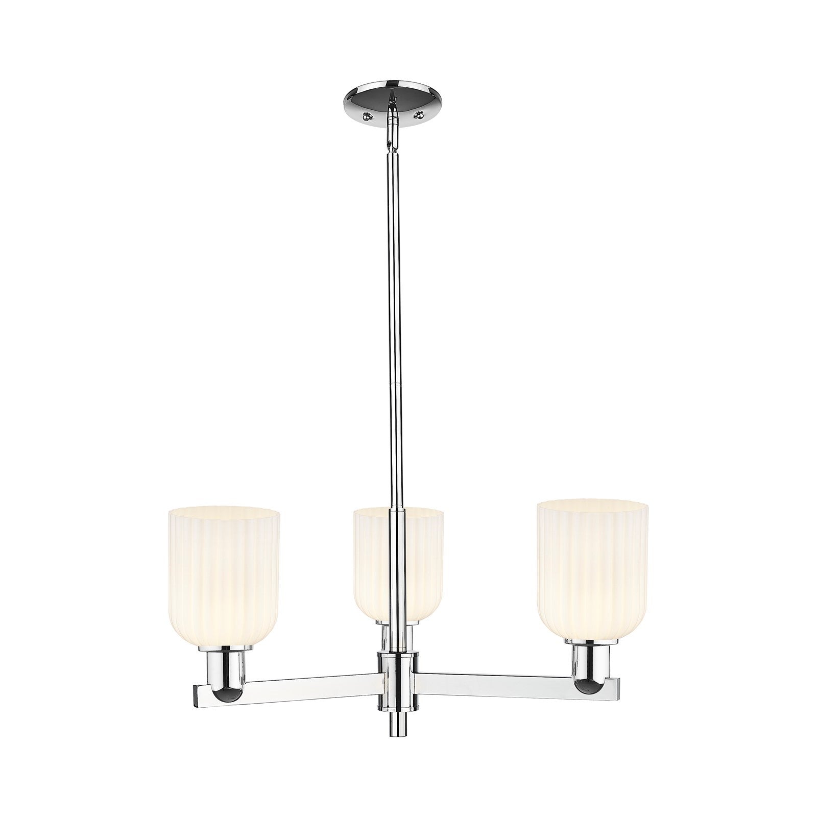 Innovations Bridal Veil 26.75in 3-Light Pendant | Industrial Polished Chrome Steel and Gloss White Ribbed Glass | Kitchen | Model 716-3CR-PC-G559-5GWH