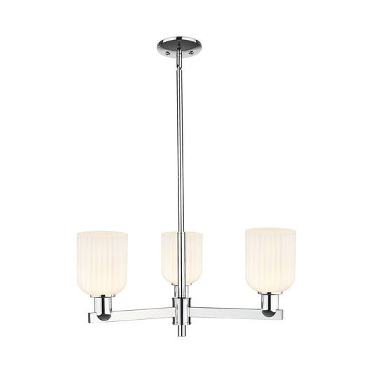 Innovations Bridal Veil 26.75in 3-Light Pendant | Industrial Polished Chrome Steel and Gloss White Ribbed Glass | Kitchen | Model 716-3CR-PC-G559-5GWH