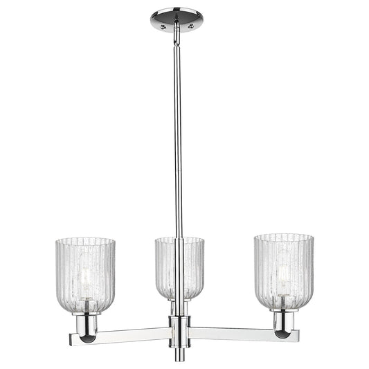 Innovations Bridal Veil 26.75in 3-Light Pendant | Industrial Polished Chrome Steel and Seedy Ribbed Glass | Kitchen Island & | Model 716-3CR-PC-G559-5SDY