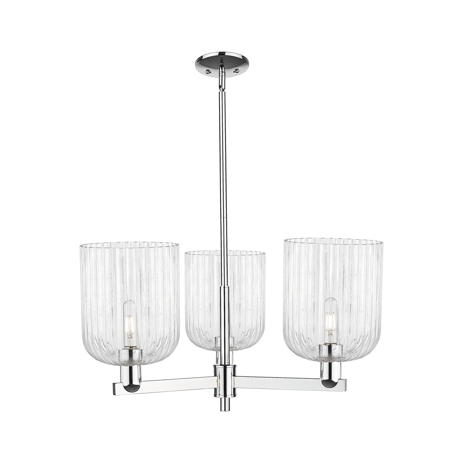 Innovations Bridal Veil 30in 3-Light Pendant | Industrial Polished Chrome Steel and Clear Ribbed Glass | Kitchen Island & | Model 716-3CR-PC-G559-8CL