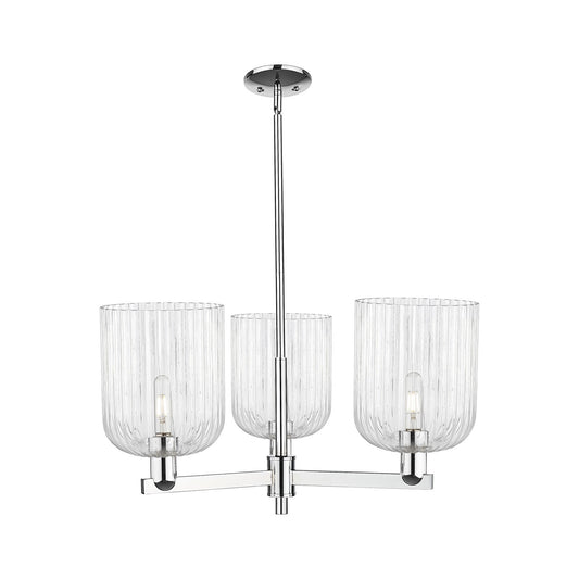 Innovations Bridal Veil 30in 3-Light Pendant | Industrial Polished Chrome Steel and Clear Ribbed Glass | Kitchen Island & | Model 716-3CR-PC-G559-8CL