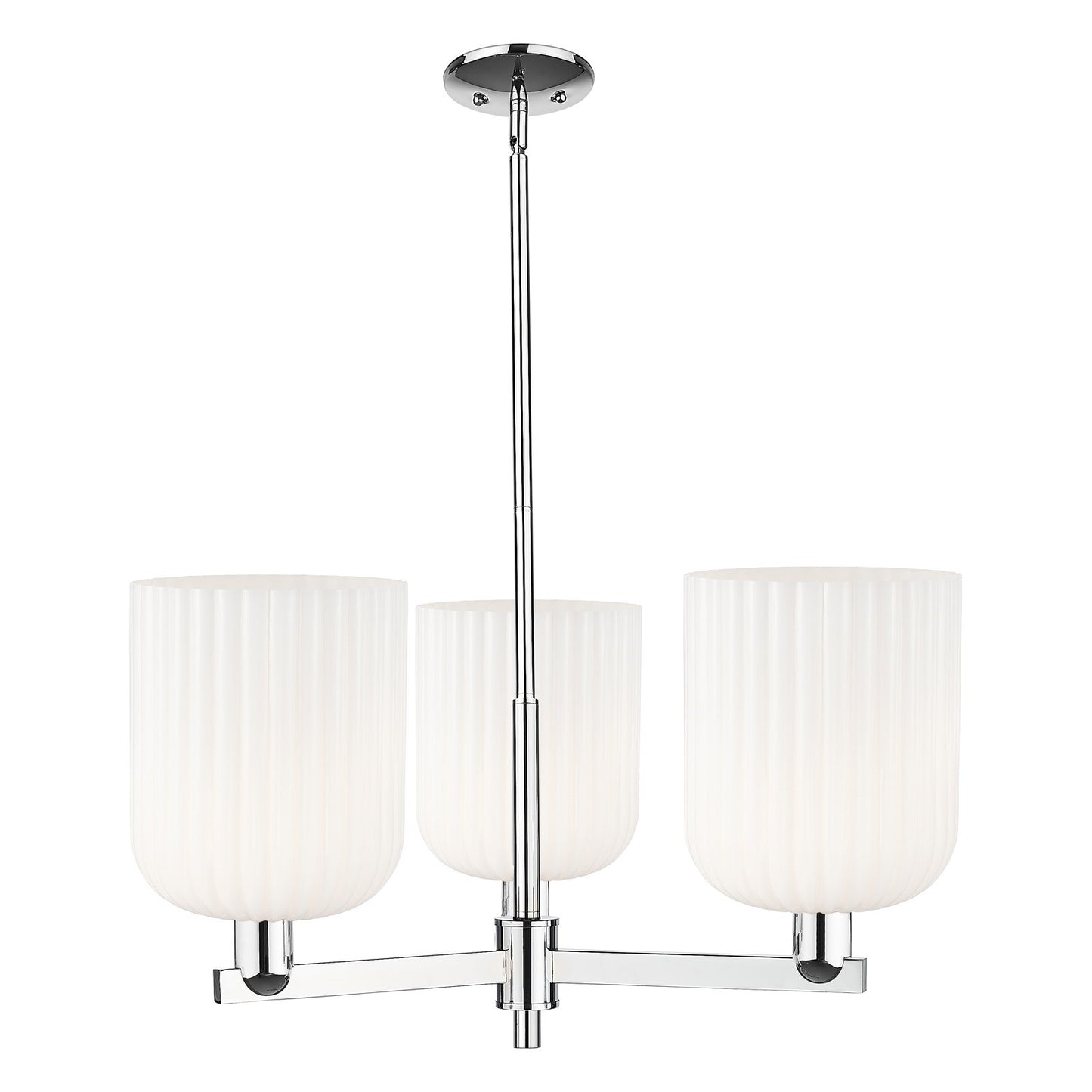 Innovations Bridal Veil 30in 3-Light Pendant | Industrial Polished Chrome and Gloss White Ribbed Glass | Kitchen Island & | Model 716-3CR-PC-G559-8GWH