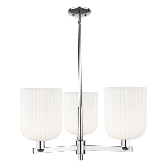 Innovations Bridal Veil 30in 3-Light Pendant | Industrial Polished Chrome and Gloss White Ribbed Glass | Kitchen Island & | Model 716-3CR-PC-G559-8GWH