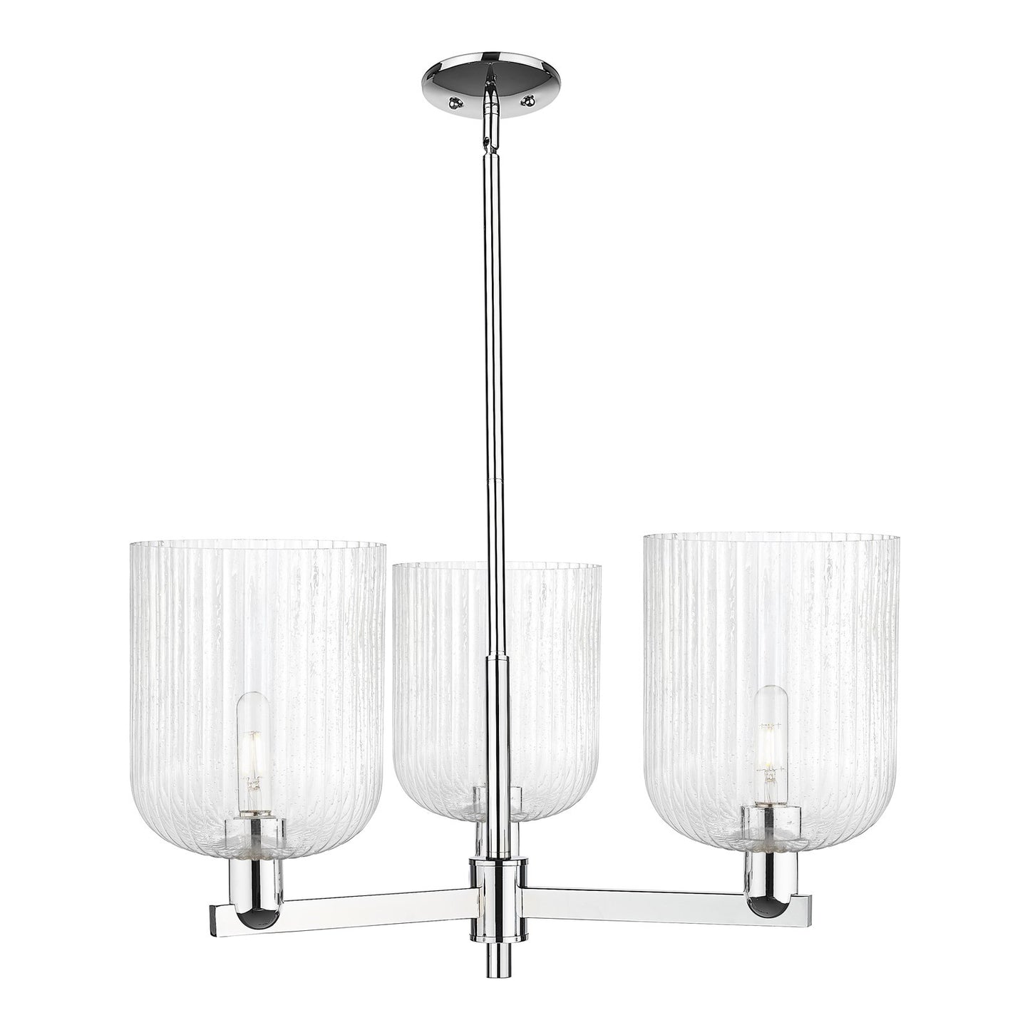 Innovations Bridal Veil 30in 3-Light Pendant | Industrial Polished Chrome Steel and Seedy Ribbed Glass | Kitchen Island & | Model 716-3CR-PC-G559-8SDY