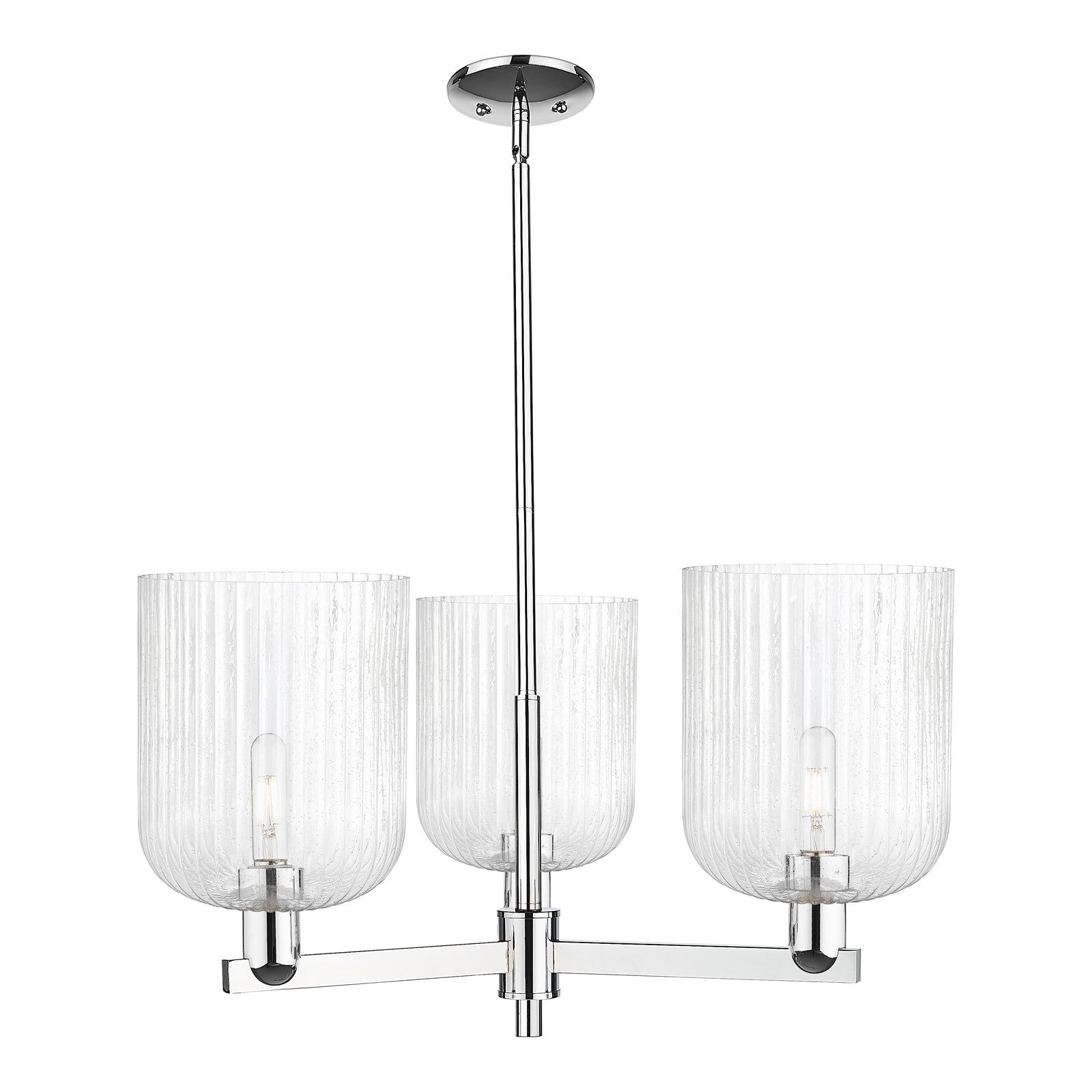 Innovations Bridal Veil 30in 3-Light Pendant | Industrial Polished Chrome Steel and Seedy Ribbed Glass | Kitchen Island & | Model 716-3CR-PC-G559-8SDY