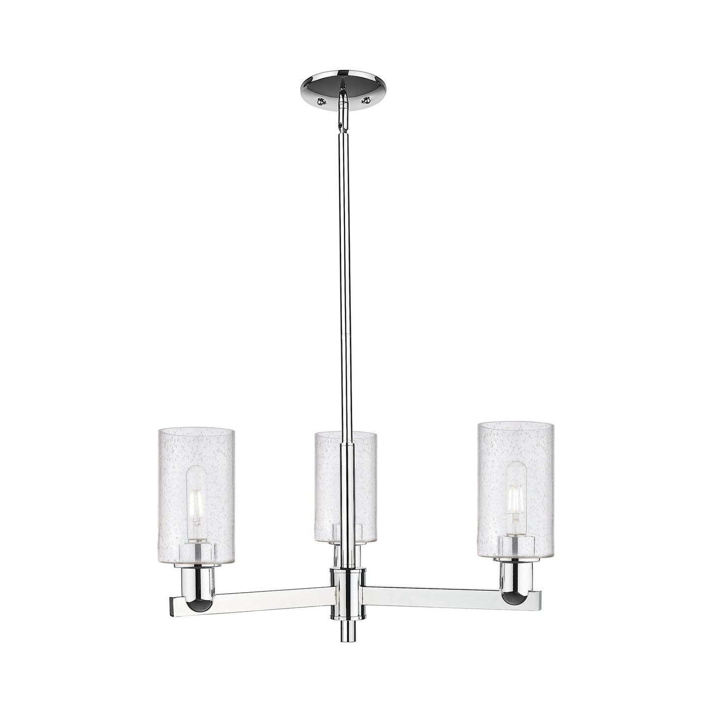 Innovations Clymer 26in 3-Light Pendant | Industrial Polished Chrome Steel and Seedy Glass | Kitchen Island & Dining Room | 25.62 | Model 716-3CR-PC-G804