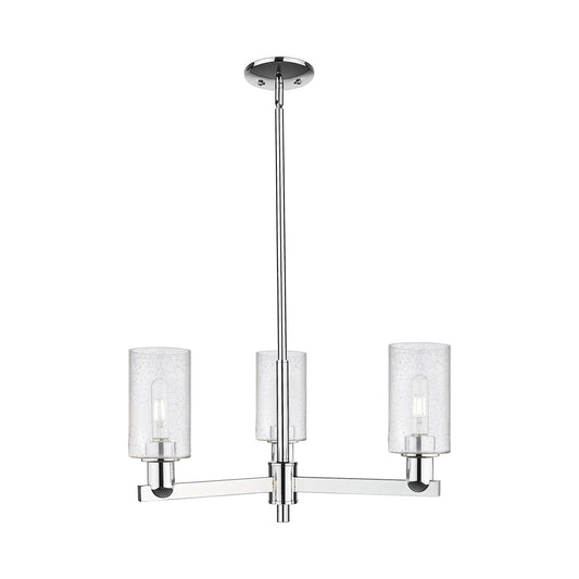 Innovations Clymer 26in 3-Light Pendant | Industrial Polished Chrome Steel and Seedy Glass | Kitchen Island & Dining Room | 25.62 | Model 716-3CR-PC-G804