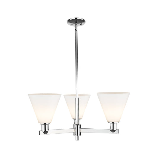 Innovations Berkshire Glass 30in 3-Light Pendant | Industrial Polished Chrome Steel and Matte White Glass | Kitchen Island & | Model 716-3CR-PC-GBC-81
