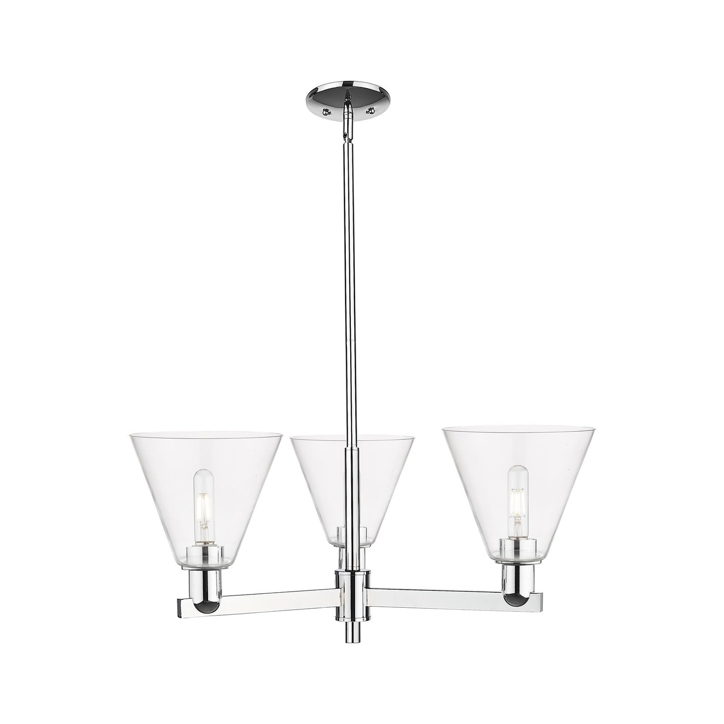 Innovations Berkshire Glass 30in 3-Light Pendant | Industrial Polished Chrome and Clear Glass | Kitchen Island & Dining Room | Model 716-3CR-PC-GBC-82