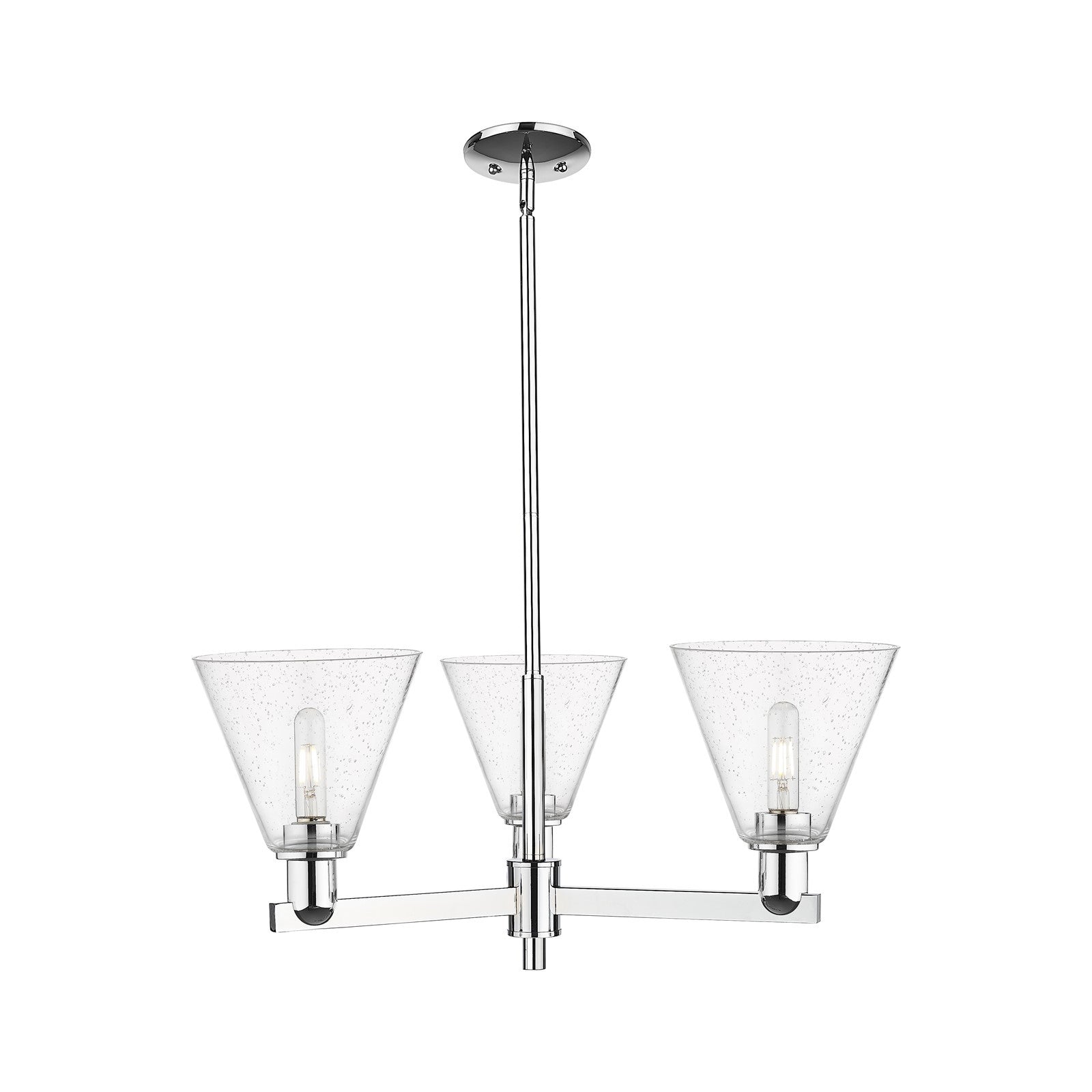 Innovations Berkshire Glass 30in 3-Light Pendant | Industrial Polished Chrome Steel and Seedy Glass | Kitchen Island & Dining | Model 716-3CR-PC-GBC-84