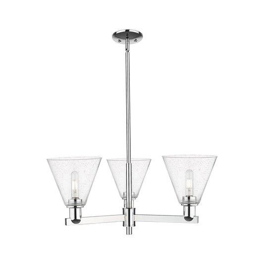 Innovations Berkshire Glass 30in 3-Light Pendant | Industrial Polished Chrome Steel and Seedy Glass | Kitchen Island & Dining | Model 716-3CR-PC-GBC-84