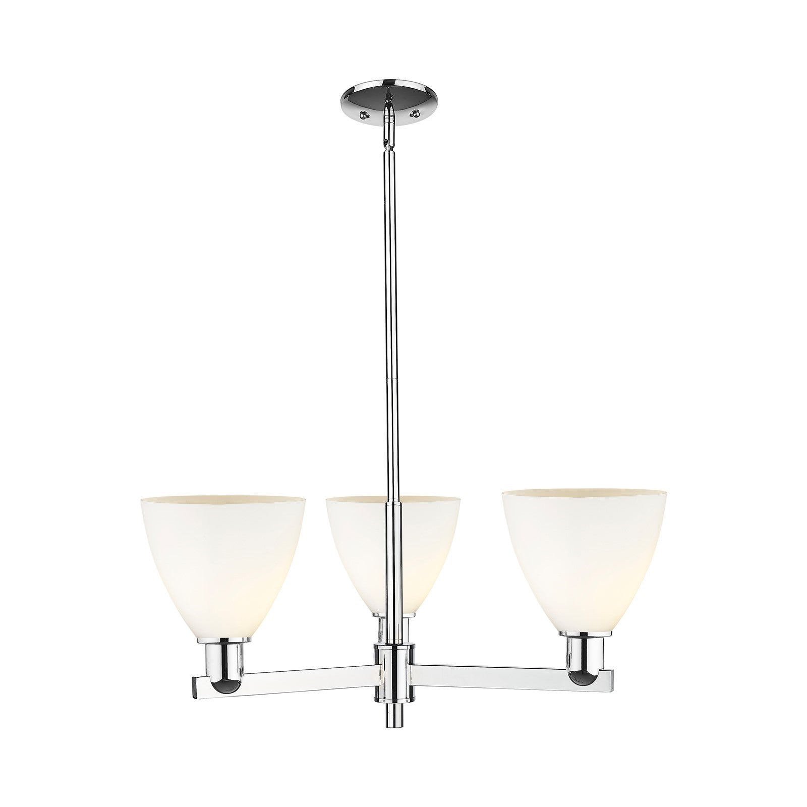 Innovations Bristol 29in 3-Light Pendant | Industrial Polished Chrome and Matte White Glass | Kitchen Island & Dining Room | Model 716-3CR-PC-GBD-751