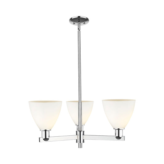 Innovations Bristol 29in 3-Light Pendant | Industrial Polished Chrome and Matte White Glass | Kitchen Island & Dining Room | Model 716-3CR-PC-GBD-751