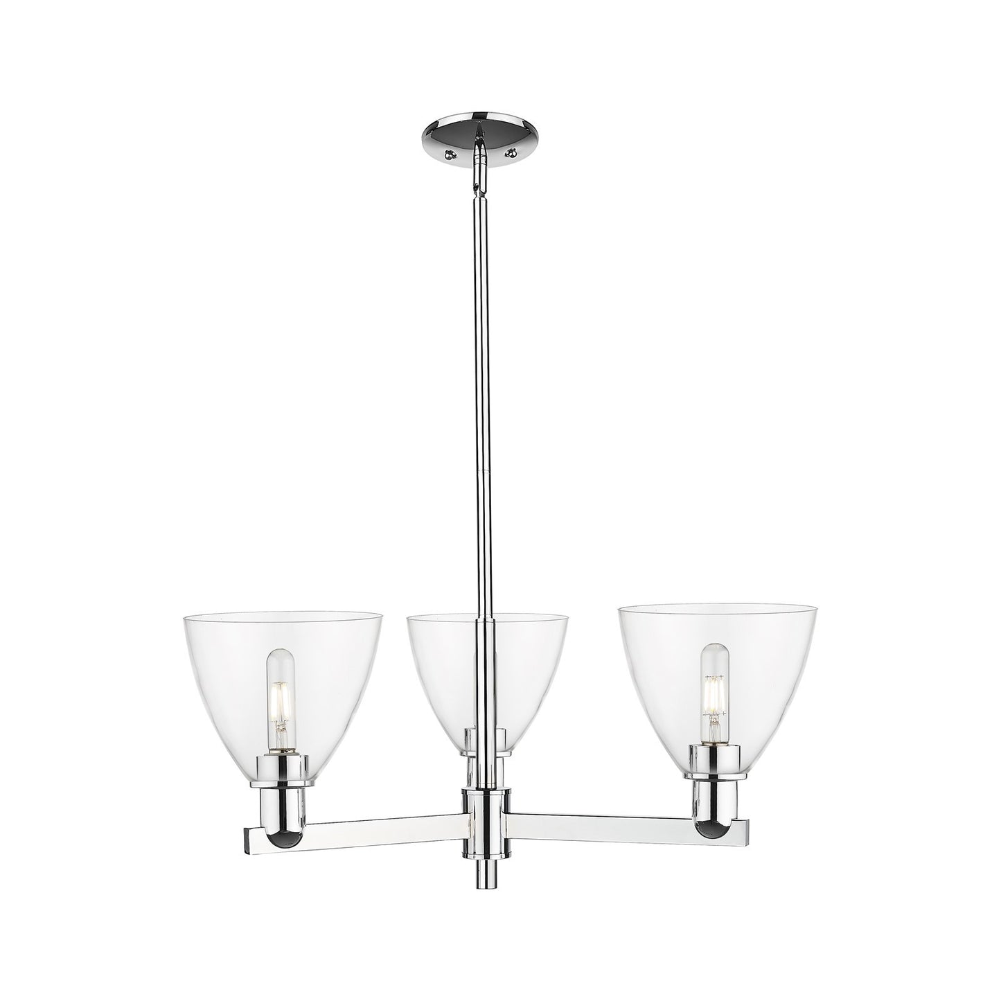Innovations Bristol 29.25in 3-Light Pendant | Industrial Polished Chrome Steel and Clear Glass | Kitchen Island & Dining Room | Model 716-3CR-PC-GBD-752