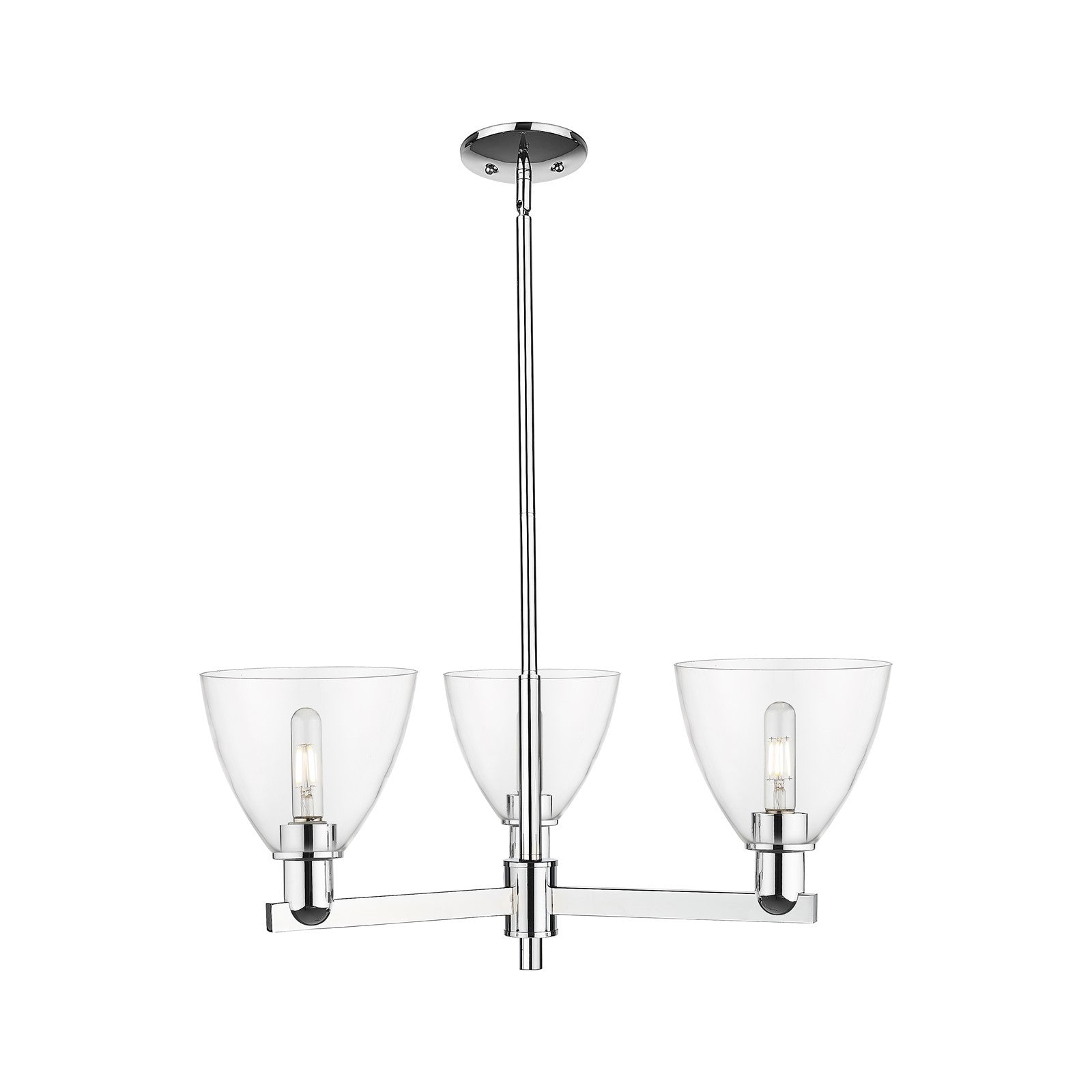 Innovations Bristol 29.25in 3-Light Pendant | Industrial Polished Chrome Steel and Clear Glass | Kitchen Island & Dining Room | Model 716-3CR-PC-GBD-752