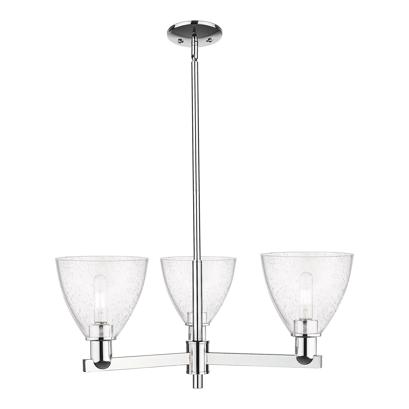 Innovations Bristol 29in 3-Light Pendant | Industrial Polished Chrome Steel and Seedy Glass | Kitchen Island & Dining Room | Model 716-3CR-PC-GBD-754