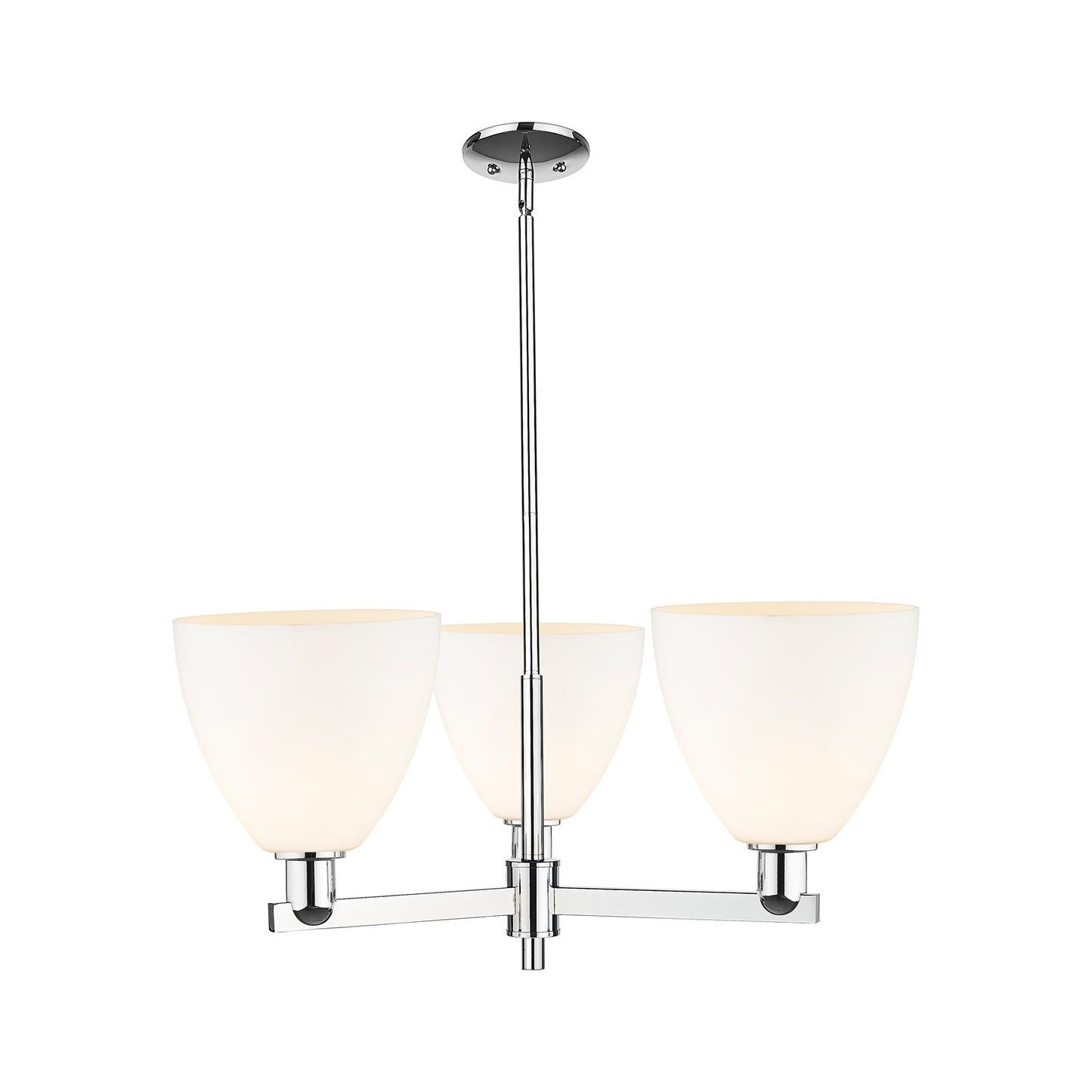 Innovations Bristol 31in 3-Light Pendant | Industrial Polished Chrome Steel and Matte White Glass | Kitchen Island & Dining Room | Model 716-3CR-PC-GBD-91