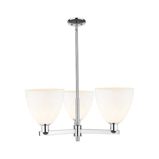 Innovations Bristol 31in 3-Light Pendant | Industrial Polished Chrome Steel and Matte White Glass | Kitchen Island & Dining Room | Model 716-3CR-PC-GBD-91