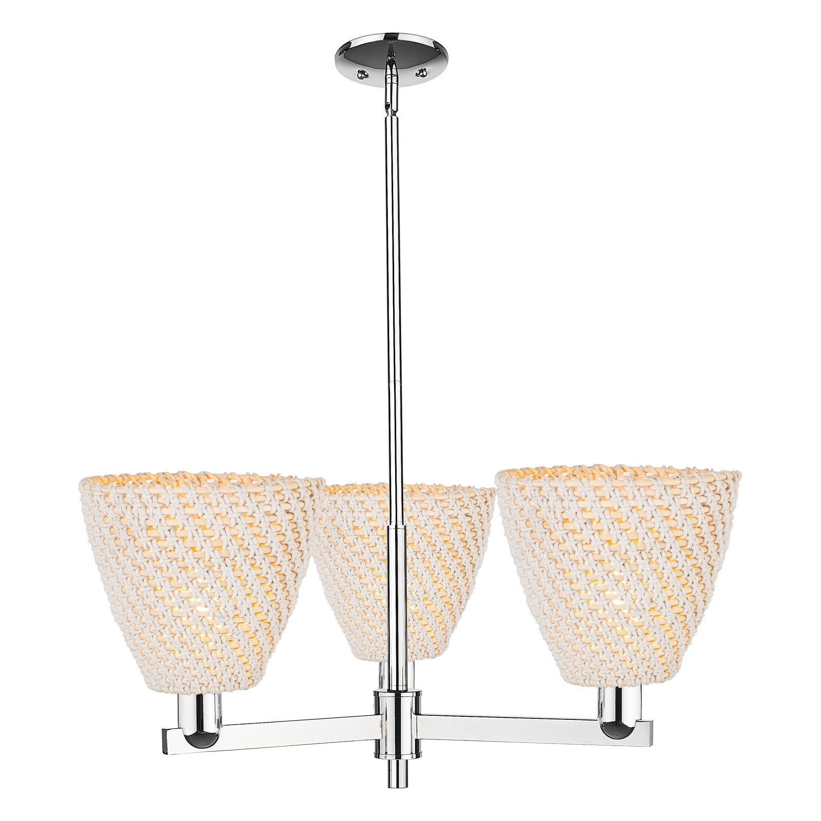 Innovations Bristol Natural 31in 3-Light Pendant | Industrial Polished Chrome and Natural Fiber Dome Shade | Kitchen Island & | Model 716-3CR-PC-NBD-9-NAT