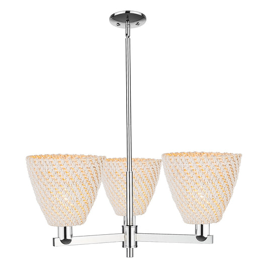 Innovations Bristol Natural 31in 3-Light Pendant | Industrial Polished Chrome and Natural Fiber Dome Shade | Kitchen Island & | Model 716-3CR-PC-NBD-9-NAT