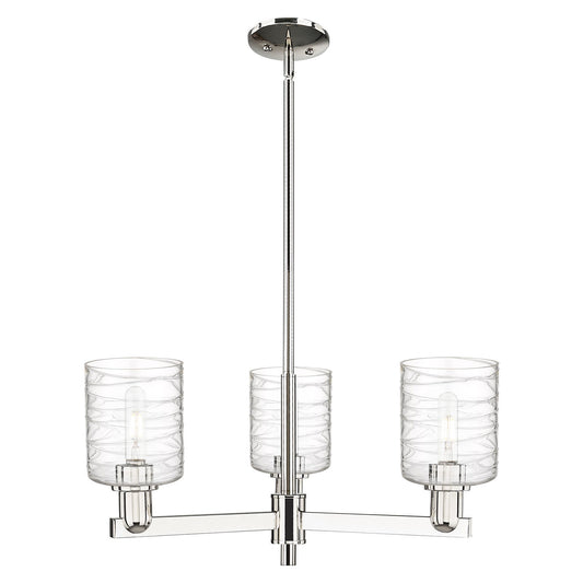 Innovations Cobbleskill 27in 3-Light Pendant | Industrial Polished Nickel Steel and Deco Swirl Clear Glass | Kitchen Island & | Model 716-3CR-PN-G1113