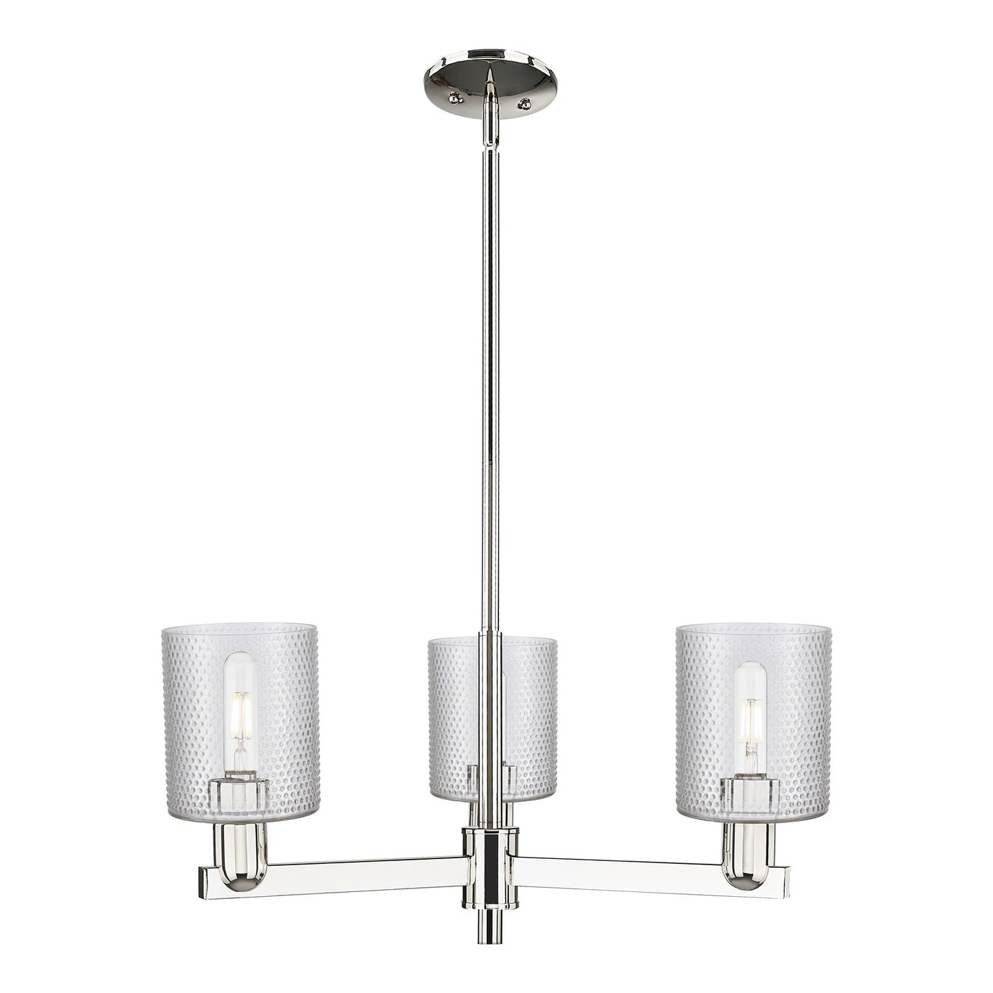Innovations Cobbleskill 27in 3-Light Pendant | Industrial Polished Nickel Steel and Clear Glass | Kitchen Island & Dining Room | Model 716-3CR-PN-G112