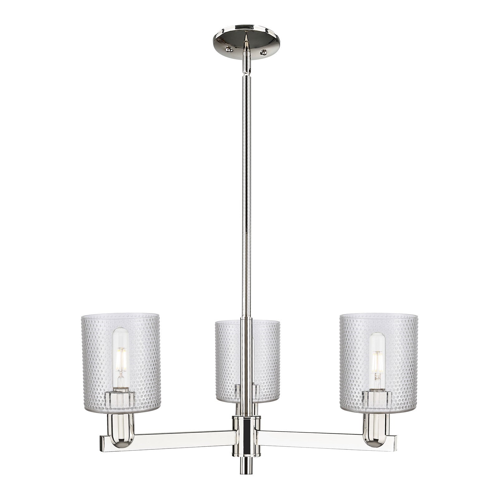 Innovations Cobbleskill 27in 3-Light Pendant | Industrial Polished Nickel Steel and Clear Glass | Kitchen Island & Dining Room | Model 716-3CR-PN-G112