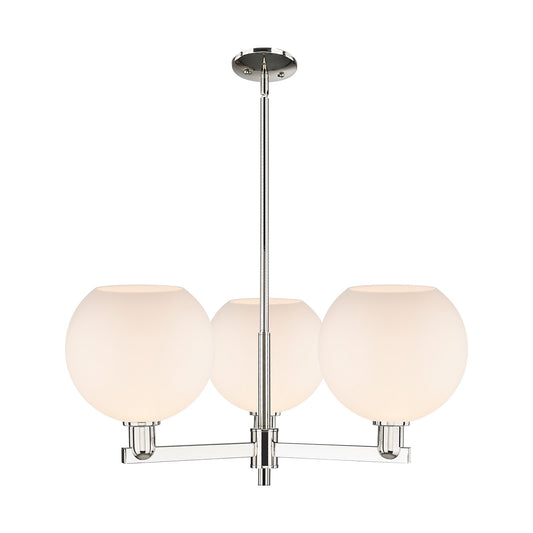 Innovations Athens 32in 3-Light Pendant | Industrial Polished Nickel and Matte White Glass | Kitchen Island & Dining Room | Model 716-3CR-PN-G121-10