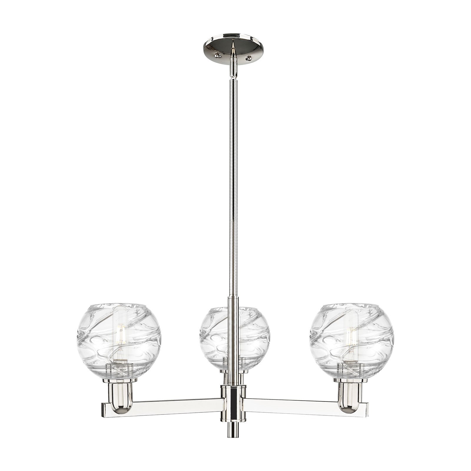 Innovations Athens Deco Swirl 18in 3-Light Pendant | Industrial Polished Nickel Steel and Clear Deco Swirl Glass | Kitchen | Model 716-3CR-PN-G1213-6CL