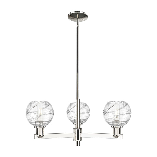 Innovations Athens Deco Swirl 18in 3-Light Pendant | Industrial Polished Nickel Steel and Clear Deco Swirl Glass | Kitchen | Model 716-3CR-PN-G1213-6CL