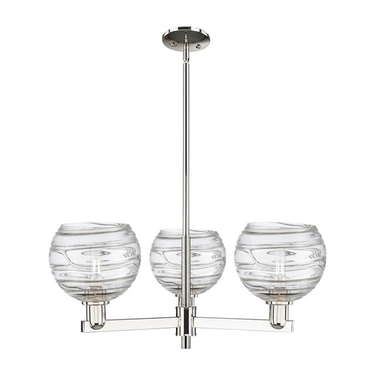 Innovations Athens Deco Swirl 30in 3-Light Pendant | Industrial Polished Nickel Steel and Clear Deco Swirl Glass | Kitchen | Model 716-3CR-PN-G1213-8CL