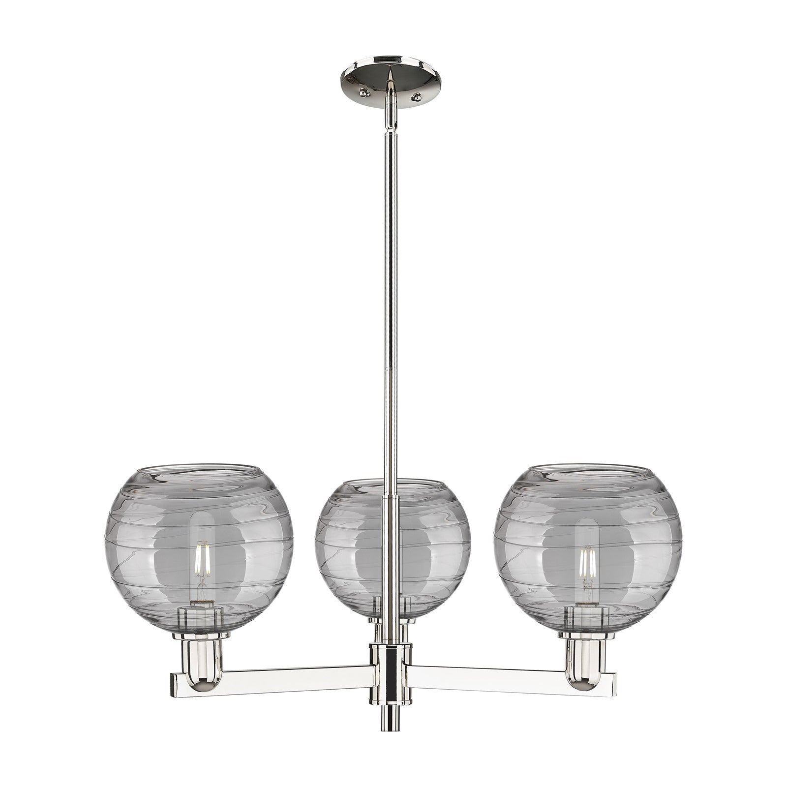 Innovations Athens Deco Swirl 30in 3-Light Pendant | Industrial Polished Nickel and Light Smoke Glass | Kitchen Island & | Model 716-3CR-PN-G1213-8SM