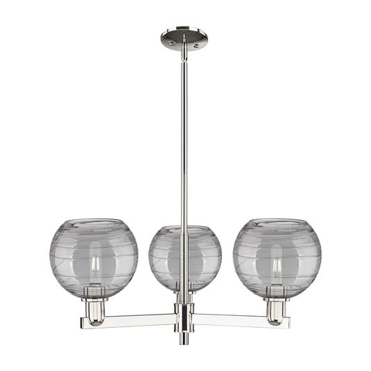 Innovations Athens Deco Swirl 30in 3-Light Pendant | Industrial Polished Nickel and Light Smoke Glass | Kitchen Island & | Model 716-3CR-PN-G1213-8SM