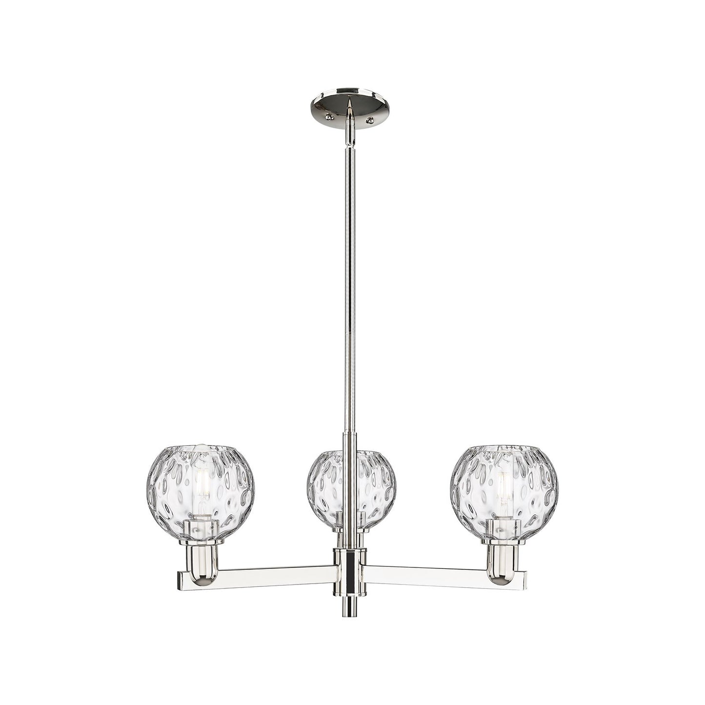 Innovations Athens Water Glass 28in 3-Light Pendant | Industrial Polished Nickel and Clear Water Glass | Kitchen Island & | Model 716-3CR-PN-G1215-6