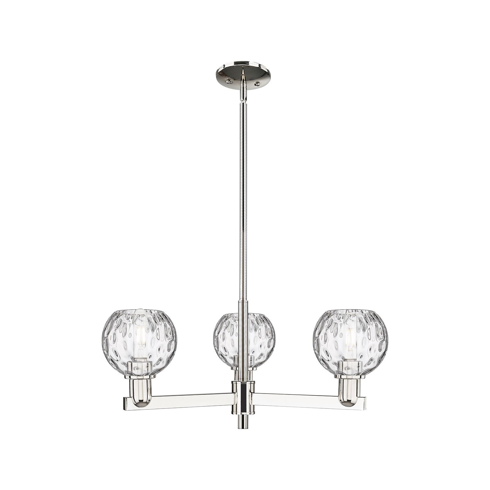 Innovations Athens Water Glass 28in 3-Light Pendant | Industrial Polished Nickel and Clear Water Glass | Kitchen Island & | Model 716-3CR-PN-G1215-6