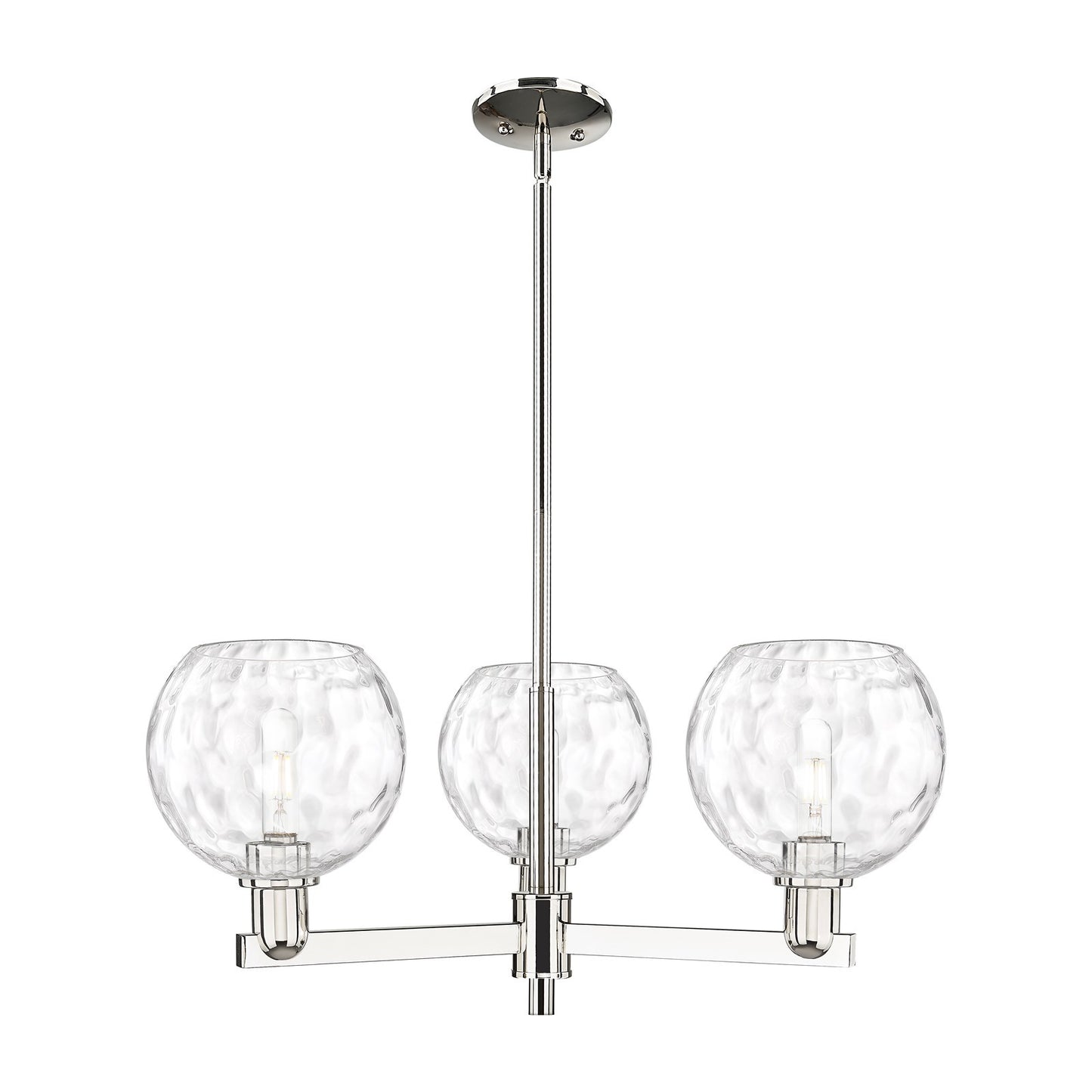Innovations Athens Water Glass 30in 3-Light Pendant | Industrial Polished Nickel and Clear Glass Globe | Kitchen Island & | Model 716-3CR-PN-G1215-8