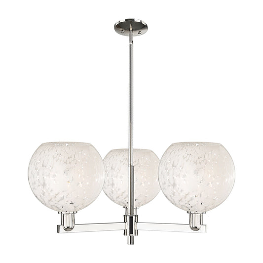 Innovations Lighting Arcadia 32in 3-Light Pendant | Industrial Polished Nickel and White Mouchette Glass | Kitchen Island & | Model 716-3CR-PN-G1216-10WM