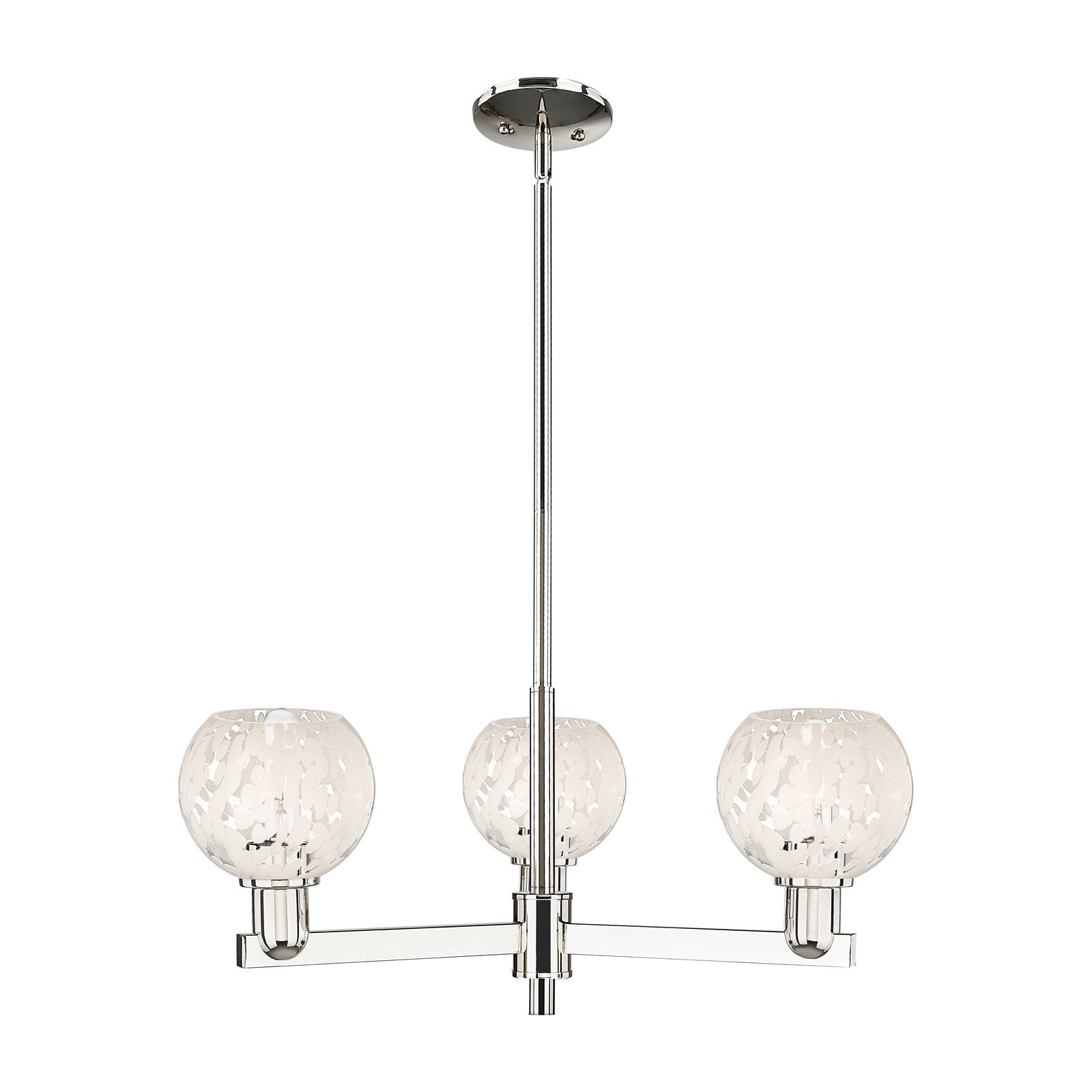 Innovations Lighting White Mouchette 28in 3-Light Pendant | Industrial Polished Nickel Steel and White Glass | Kitchen Island | Model 716-3CR-PN-G1216-6WM