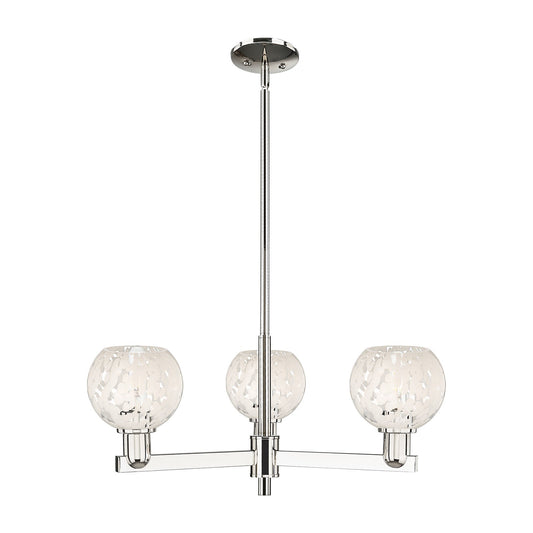 Innovations Lighting White Mouchette 28in 3-Light Pendant | Industrial Polished Nickel Steel and White Glass | Kitchen Island | Model 716-3CR-PN-G1216-6WM