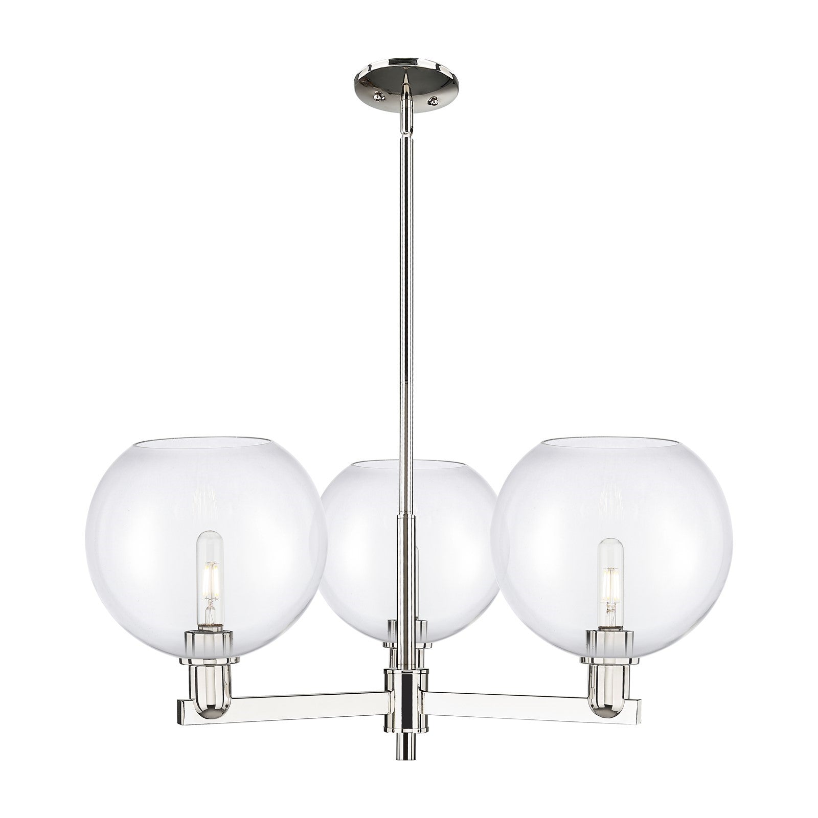 Innovations Athens 32in 3-Light Pendant | Industrial Polished Nickel Steel and Clear Glass | Kitchen Island & Dining Room | Model 716-3CR-PN-G122-10
