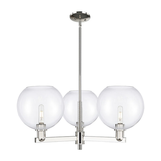 Innovations Athens 32in 3-Light Pendant | Industrial Polished Nickel Steel and Clear Glass | Kitchen Island & Dining Room | Model 716-3CR-PN-G122-10